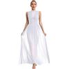 dPois Abito da Ballo Donna Lirico Contemporaneo Vestito da Balletto Ballo Latino Americano Strass Leotards con Gonna in Tulle Body da Danza Classica Moderna Dancewear Bianco M