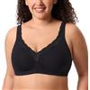 DELIMIRA Donna Reggiseno Cotone Senza Ferretto a Copertura Totale Comodo e Morbido Senza Imbottitura Taglie Forti Nero 9E
