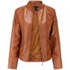 Valtorixia Giacca da donna alla moda in finta pelle giacca corta giacca moda PU giacca bomber cappotto, Marrone, S