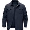 TOMEEK Giacca Primaverile Uomo Casual Giubbino Impermeabile Uomo Giubbotto Leggera Giacca Moto Estiva con Cerniera Bottone a Pressione e Tasche Giacchetto Cardigan(Blu Navy,L)