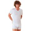 marcLuis - Mezza Manica Scollo a V, Filo di Scozia, Makò Ritorto, Uomo, Bianco, Senza Cuciture Laterali, Prodotto Italiano (Confezione da 3 Pezzi), XXXL