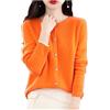 Youllyuu Maglione Cardigan Girocollo in Lana 100% Cappotto Maglione in Cashmere Maglione Sottile Lavorato a Maglia Tinta Unita Orange L