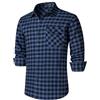 HISDERN Camicia Uomo Flanella Scozzese Maniche Lunghe vestibilità Regolare abbottonata Tartan Quadri Casual Cotone Caldo Blu Navy M