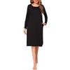 Wikoan Camicie da Notte da Donna, Maniche Lunghe Cotone Camicia da Notte Elegante a Pizzo Camicie da Notte Donna con Bottoni Tasche Nero,XL