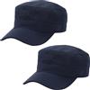Malaxlx Confezione da 2 cappelli militari da uomo e donna, regolabili, in cotone, con parte superiore piatta, Blu navy, Taglia unica
