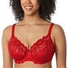 DELIMIRA Donna Reggiseno con Ferretto Taglie Forti Pizzo Senza Imbottito Sostegno Rossetto Rosso 7G