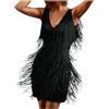 Generico Abito da donna con nappe anni '20, abito con frange, con spallini, costume da donna per feste, Carnevale, Cocktail party