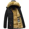 ANUFER Uomo Termico Inverno Giacca Parka Fodera in Lanugine Spessa Imbottitura in Cotone Cappotto con Cappuccio di Pelliccia Staccabile