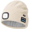 ATNKE LED Bluetooth Cappello con Luce,USB Ricaricabile 4 LED Senza Fili Musicale Altoparlante Corsa Cappello Invernale Calda Maglia Berretto con Pile Foderato Regali per Uomo e Donna/Beige