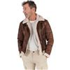 BARONE Giubbotto Uomo in Pelle di Agnello e Alcantara, Montone Shearling (IT, Testo, XL, Regular, Regular, Marrone)