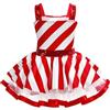 Aislor Vestito Natalizio Bambina Vestiti della Santa del Partito Senza Maniche/Corte Costume da Natale a Righe Ragazza Tutu Abito da Danza Classica Latino Abiti Balletto A Rosso 6 Anni