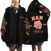 KASENFASHION Harajuku Streetwear Unisex Harajuku Felpa con Cappuccio - Y2K con Cerniera Dolce BangChan Lee Know Changbin Hyunjin Han Felix Seungmin I.N, Motivi Unisex Harajuku Streetwear, Nero 1, S