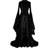 KHIRVWL Abito Regency da Donna Abito Medievale Vittoriano retrò Abito Lungo con Maniche a Campana con Cintura a Vita Alta Abito da Sera Elegante Stile Palazzo Gli Abiti da Cocktail