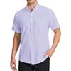HISDERN Camicia Uomo Maniche Corte Oxford Lilla Button Down Camicie Uomo Estiva da Ufficio Manica Corta con Tasca vestibilità Regolare, XL