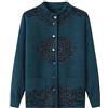 KIJSKKOPO Cardigan Donna Elegante,Maglioni Cardigan Lavorati A Maglia per Persone di Mezza età E Anziane, Rosso Girocollo Bottoni Peonia Fiore Cappotto in Maglia Jacquard con Tasca Vecchia Signora