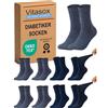 Vitasox 31122-23 calzini da uomo extra larghi in cotone, calzini sanitari sensibili completamente privi di gomma e di cuciture, pacco da 8, denim-marine, 43/46