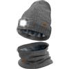 ATNKE LED Cappello con Luce e Sciarpe Abito, USB Ricaricabile 4 LED Luce Cappello da Corsa Invernale Calda Pile Foderato Scalda Collo e Berretto Lavorato Maglia Regali per Uomo e Donna/Grey