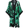 R Revise Revise - Vestaglia da donna - RE-633 - Kimono - Viscosa (80%) e Seta (20%) - Elegante - Nero - Verde XXL-3XL