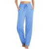 Vlazom Pantaloni del Pigiama Donna Modale Lungo Pantaloni da Notte con Tasche Pantalone Lunghi Morbidi，Azzurro chiaro，XXL