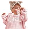 GELLEDI Maglione in Maglia per Bebè Personalizzato, Maglione Bebè su Misura con Nome e Monogramma Ricamati Mano,