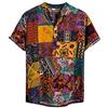 Xmiral Camicia Camicetta Uomo Etnico Manica Corta Casual Lino Cotone Stampa Hawaiana (M,9Giallo)