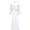 V Vaborous Vestaglia lunga da donna in morbido raso, vestaglia lunga in seta, vestaglia a lunghezza intera, kimono, Bianco solido., XX-Large-3X-Large