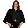 YIZITU Maglione da donna con risvolto poncho moda mantelle in finta lana spessa incroci maglione anteriore avvolgere scialli caldi mantello corto da donna mantello corto copertura, Nero , Taglia unica