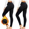 Meanju 2 Pezzi Leggings Termici Donna, Leggins Invernali Donna, Leggins Felpati Donna Invernali, Leggings Termici da Donna Invernali, Pantaloni da Corsa, Pantaloni da Yoga, Collant Lunghi Nero, S-M