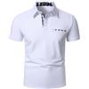 STTLZMC - Camicie polo da uomo a maniche corte, casual, con colletto a quadri, bianco-2, L