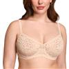 DOBREVA Reggiseno Minimizer Riducente Pizzo con Ferretto Senza Imbottitura Taglie Forti Beige 5D