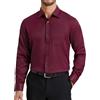 HISDERN Camicia Uomo Elegante Bordeaux Camicie da Uomo Manica Lunga di Cotone con Taschino Bottoni Regular Fit Formale Tinta Unita No Stiro L