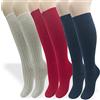 PASINI FASHION 3 Paia - Calze da donna lunghe in angora - Collezione ALL-DAY ANGORA - soffici, calde e confortevoli (Blu-Rosso-Sabbia, 39-42)