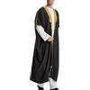 RUMAOZIA Abbigliamento islamico Caftano Musulmano Uomo Ricamo Etnico Stampa Vestiti da preghiera Cappotto arabo afgano Marocchino Tunica Abaya Maniche Lunghe Retro Thobe Ramadan Abbigliamento, O nero