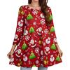 Enmain Maglietta Donna Natale Top Tunica a Maniche Lunghe da Stampata Ampia T Shirt con Girocollo Taglie Forti Blusa Casual Camicette con Maniche a 3/4 Rosso 2XL