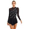 Freebily Abito da Pattinaggio Artistico Donna Paillettes Leotards Vestito Danza Classica Manica Lunga Body da Balletto Ballerina Costumi di Danza Samba Rumba Jazz Dancewear Nero L