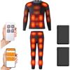 TOVCHEI 32 Aree Riscaldato Biancheria Intima Termica Set, App Control Moto Abbigliamento Fleece Termica Camicia Pantaloni, Senza Batteria,Nero,XL