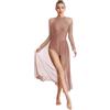Freebily Abito da Ballo Lirico Contemporaneo Donna Ginnastica Leotards Maniche Lunghe Maxi Abito da Balletto Danza Classica Vestito da Pattinaggio Artistico con Strass Marrone L