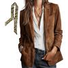 INLANDSIS Giacca Blazer da Donna in Finta Pelle Scamosciata Retrò, Maniche Lunghe Fronte Aperto con Risvolti Giacche Blazer Abiti da Lavoro con Tasche Business, Marrone, M