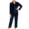 Generico Pigiama Donna in Velluto a Coste Top Manica Lunga e Pantaloni Set Elegante e Confortevole per Autunno Inverno