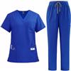 Meichoon Set di camici Meichoon per donne, uniforme medica con top a V a maniche corte, pantaloni a gamba dritta con 8 tasche, elastico e traspirante DK77, Blu, M