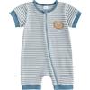 JCOPLY Neonato Bambino Grow Boy Un Pezzo Vestito Estivo Carino Orso Ricamo Manica Corta Zip Up A Righe Tutine Maglia Tuta 0-18M Ragazzi Tutina, Blu, 0-3 Months