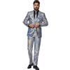 OppoSuits Abito Argento Uomo - Costume Festa di Capodanno - Argento A Scacchi Olografici - Include Giacca Blazer, Pantaloni, Cravatta
