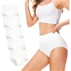 TUUHAW Mutande Donna Pacco da 5 Culotte Vita Alta Slip Cotone Mutantina Elastiche Pantaloncini Post Parto Taglia Bianco 3XL