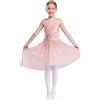Kaerm Vestito Danza Lirica Contemporanea Bambina Abito da Pattianggio Artistico Fiore Vestiti Danza Classica Ballerina Body Ginnastica Costume da Ballo Latino Moderno Jazz Rosa 9-10 Anni