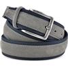 La Bottega del Calzolaio Cintura uomo tela e camoscio made in italy 4cm (110 cm (42/44-44/46 EU), Grigio e blu)