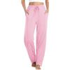 Vlazom Pantaloni del Pigiama Donna Modale Lungo Pantaloni da Notte con Tasche Pantalone Lunghi Morbidi，Rosa Chiaro，S