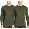 Nutria Maglia Termica Uomo Manica Lunga Pacco da 2, Maglie Termiche con Interno in Pile Girocollo, Biancheria Intima Termica Camicie Foderate in Pile Leggera Sci Corsa Ciclismo 2*Maglia Verde 2XL