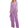 Botong Madre della Sposa Pantaloni Suit Set 2 PC Chiffon & Pizzo Abito Ospite di Nozze ith Strass 3/4 Maniche