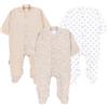 TupTam Tutina da Notte per Neonato Romper con Piedini Pigiama Ragazzi 3 Pack, Dino Park Stelle Beige Bianco, 86