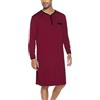 Yukiuiny Maglie Pigiama Uomo Maniche Lunghe Abbigliamento da Notte Cotone Camicie Lunghe per Dormire-A-Rosso Vino/XXL